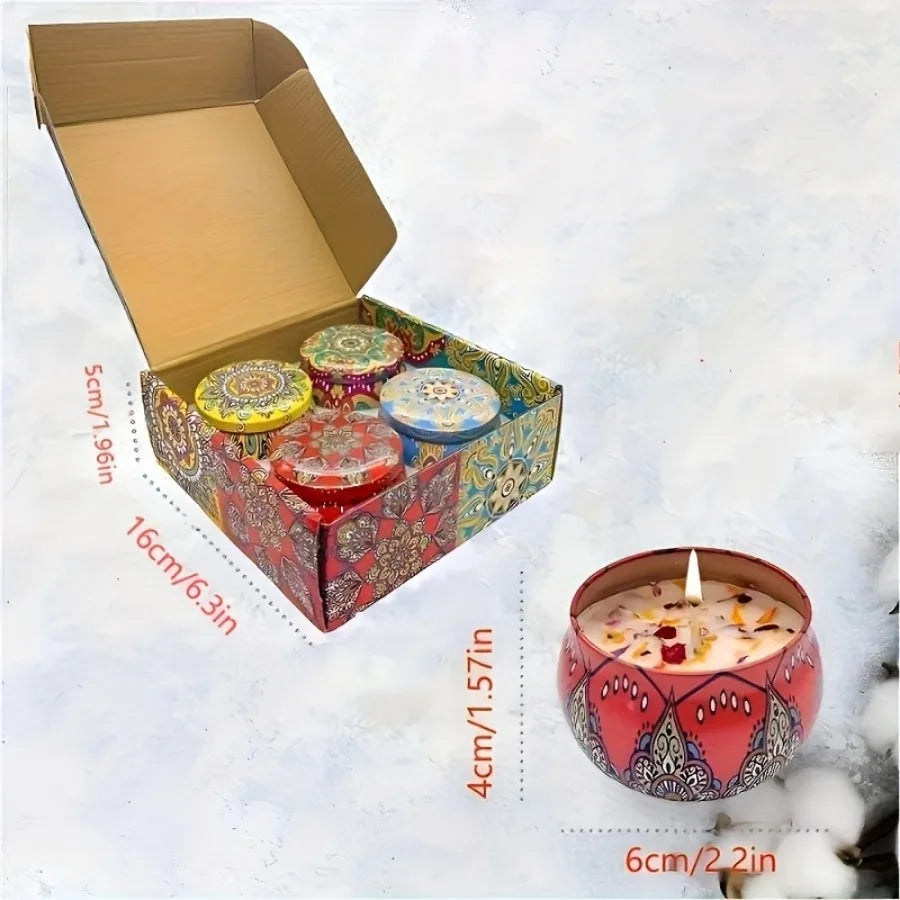 4pcs Scented Candle Set Perfect for Relax, Relaxation, Yoga Bathing - Ideal Birthday Holiday Gift Handcrafted Festive Candles