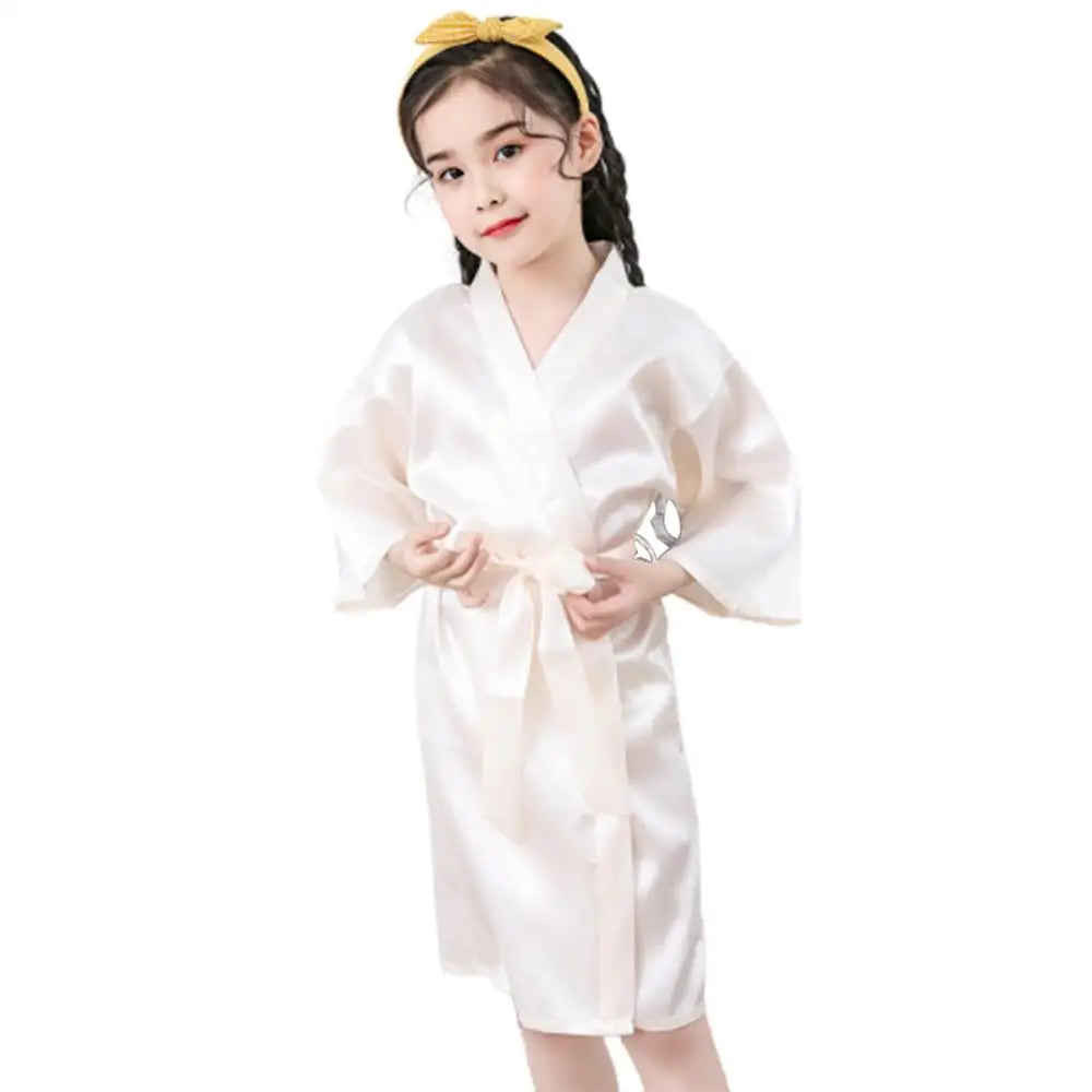 Kids Bathrobe Girls Silk Robe Satin Robe Children Satin Sleepwear Dressing Gown Summer Sleepwear Boys Girls Pajamas Bath Robe