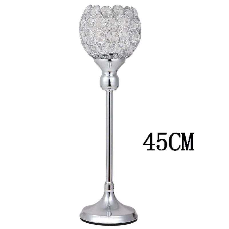 Crystal Tealight Candle Holders, Metal Glass Candlesticks, Wedding Table Centerpiece, Christmas Party, Home Decoration