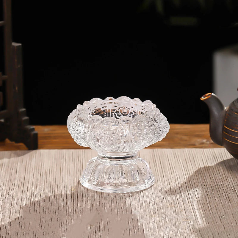 1 Household Glass Candle Holder, Hand Carved, Exquisite, Heat-Resistant, Thick Glass Material, Freely Selectable Color