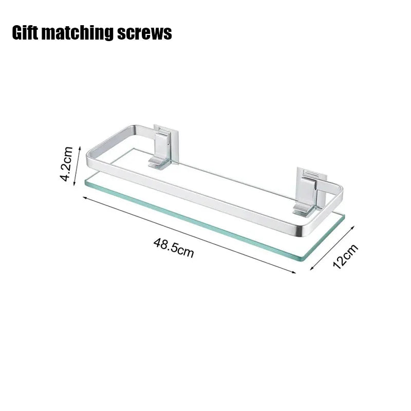 Glass Shelf Bathroom Items Bore Storage Shower Organiser Accessories Organizers Wall Shelves Hardware Fixture Home Improvement