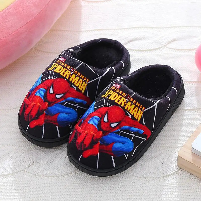 Cartoon Spider-Man Cotton Slippers for Kids – Unisex Winter House Shoes
