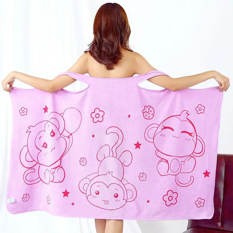 Wearable Bath Towel Superfine Fiber Soft Thicken Woman Bathrobe Water Absorbent Wear Hotel Home Bathroom Accessories
