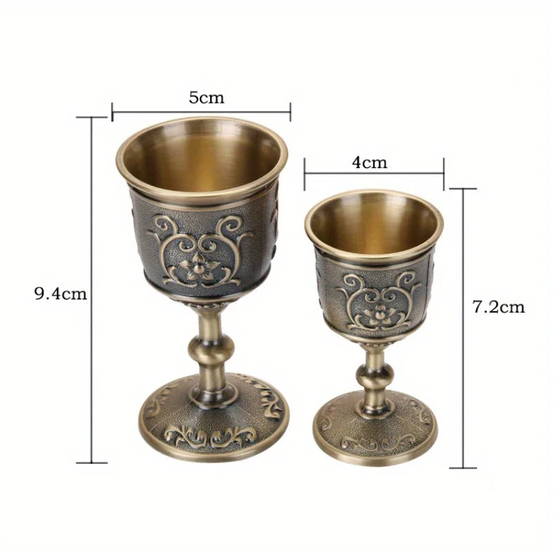 30/50ml Metal Wine Glasses Retro Wine Cup Goblet Vintage European Style Champagne Cocktail Glasses Bar Home Decor Drinkware