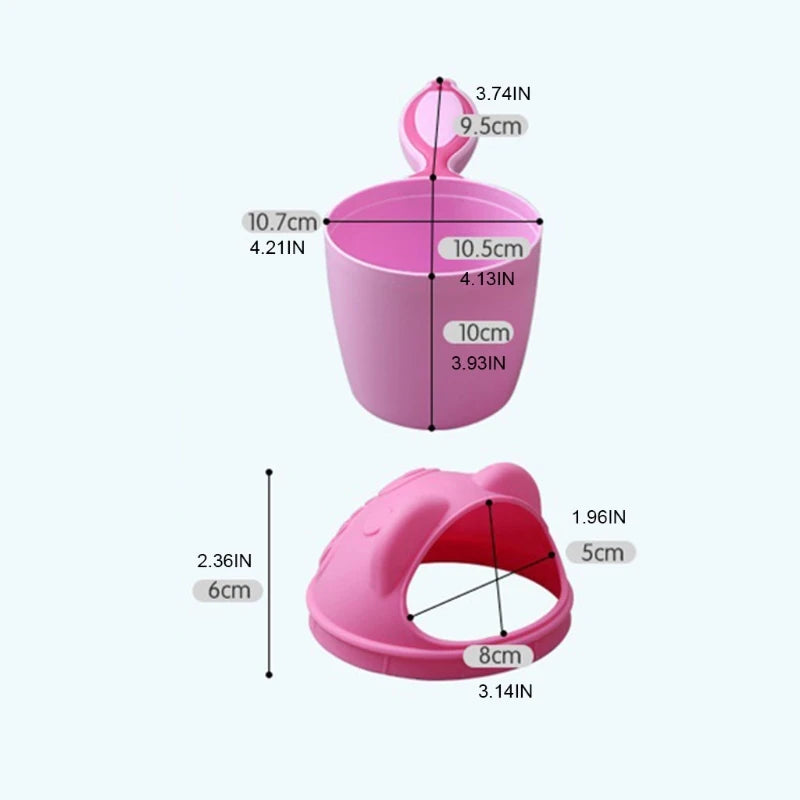 Baby Bath Waterfall Rinser Kids Shampoo Rinse Cup Bath Shower Plastic Spoons Cup