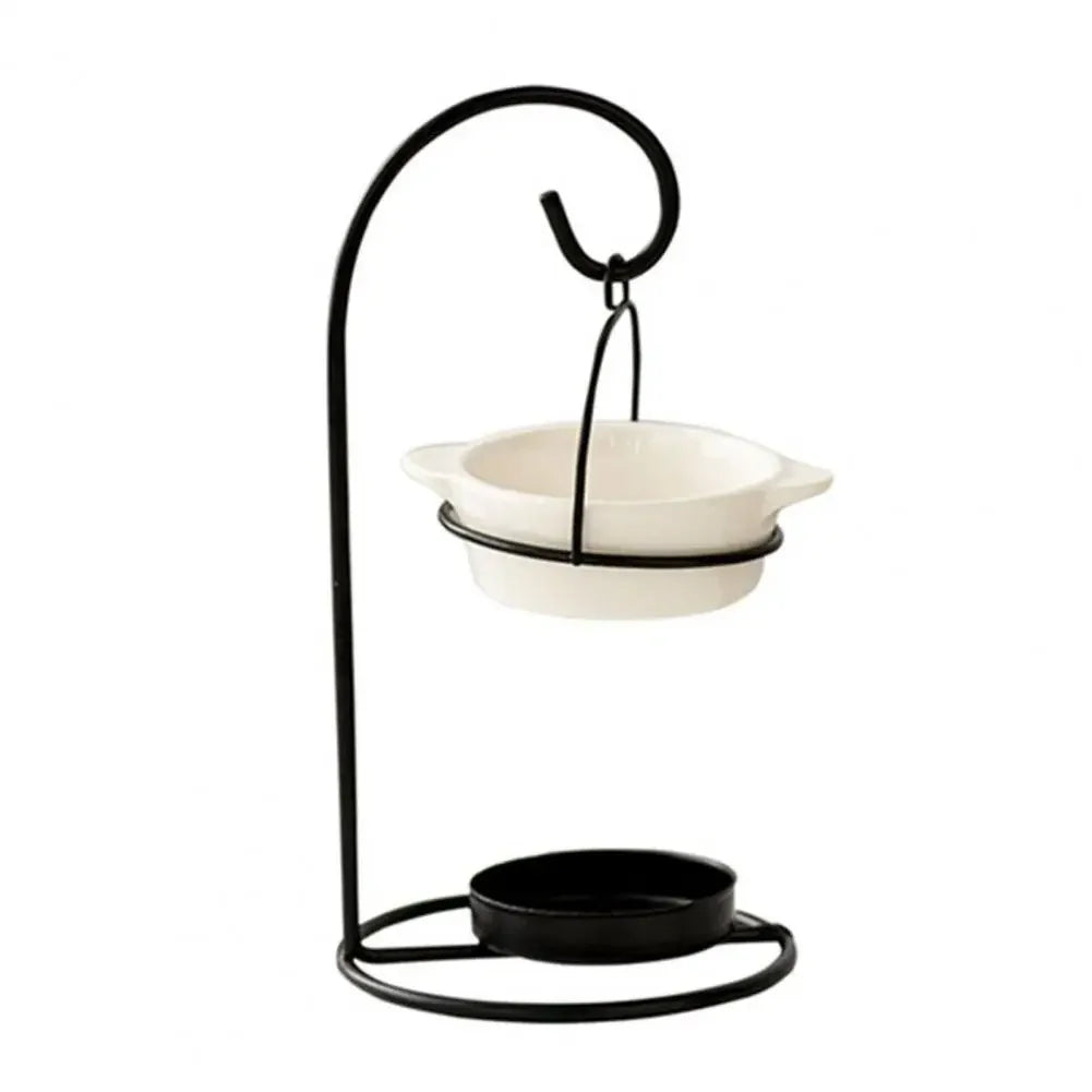 Essential Oil Burner Ceramic Aromatherapy Diffuser Oil Burner with Iron Tea Light Candle Holder Essential Oil Fragrance Diffuser