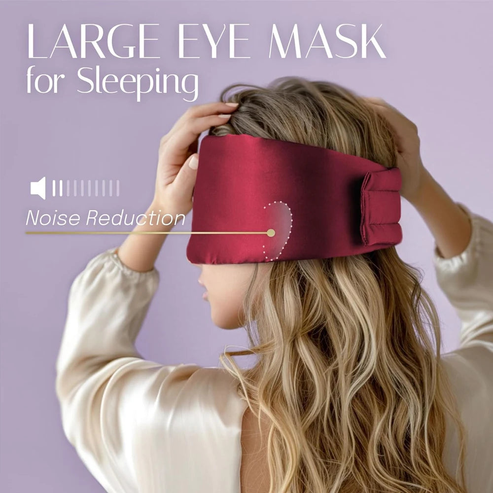 Silk Sleep Mask Soft Pressureless Sleeping Mask 100% Mulberry Silk for Eye Skin Anti Wrinkles,Adjustable Wide Velcro Ear Cover
