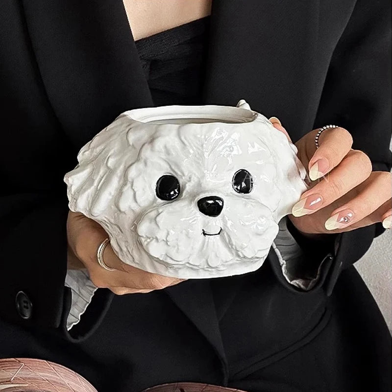 Cute Teddy Dog Shaped Mug European Ceramic Cup&saucer Dining Table Coffee Cup Cloud Puppy Afternoon Tea Milk Tea Mugs Drinkware