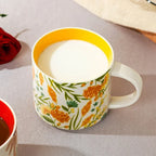 Floral Glaze Ceramic Mug 450ml Flower Bird Coffee Tea Cup Household Large Capacity Breakfast Mugs Business Gift Mugs Coffee Cups