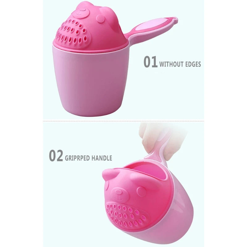 Baby Bath Waterfall Rinser Kids Shampoo Rinse Cup Bath Shower Plastic Spoons Cup