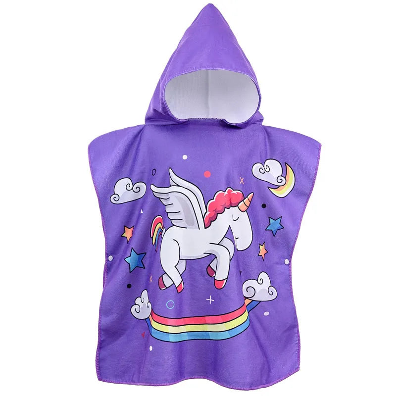 Kids Beach Towel for Boys Girls,Unicorn Hooded Bath Towel Wrap,0-5Years Baby Shark Bathrobe with Hood