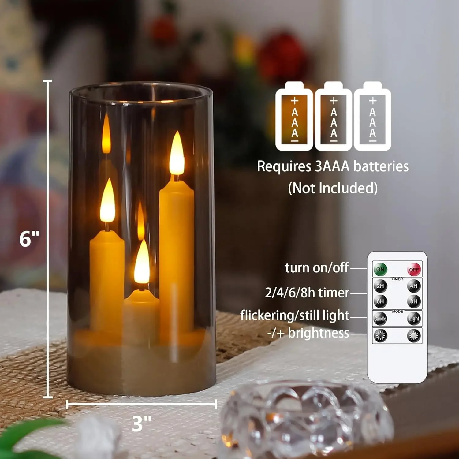 3IN1 LED Electronic Candle Tea Light Multicolors LED Candle With IR Remote Flickering Lamp Acrylic Candles for Christmas Wedding