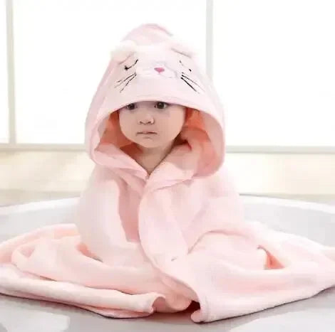 Bath Bathrobe Toddler Infant Towel Boy Girl Blankets Swaddle With Hood Cartoon Coral Fleece Towel Blanket Newborn Kids Bedding