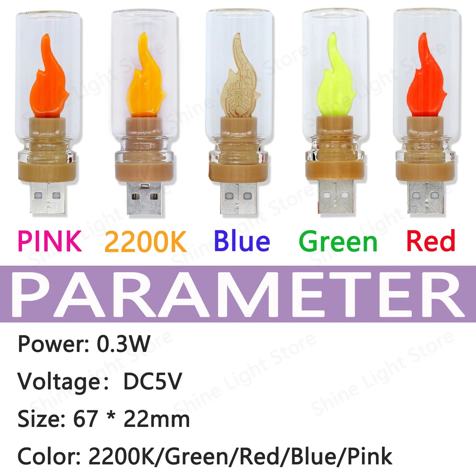 Five Color 5V LED Cob Flash Candle Edison Flame Bulb Night Light Camping Festival Decoration LED Lighting Bulb Accessories DIY