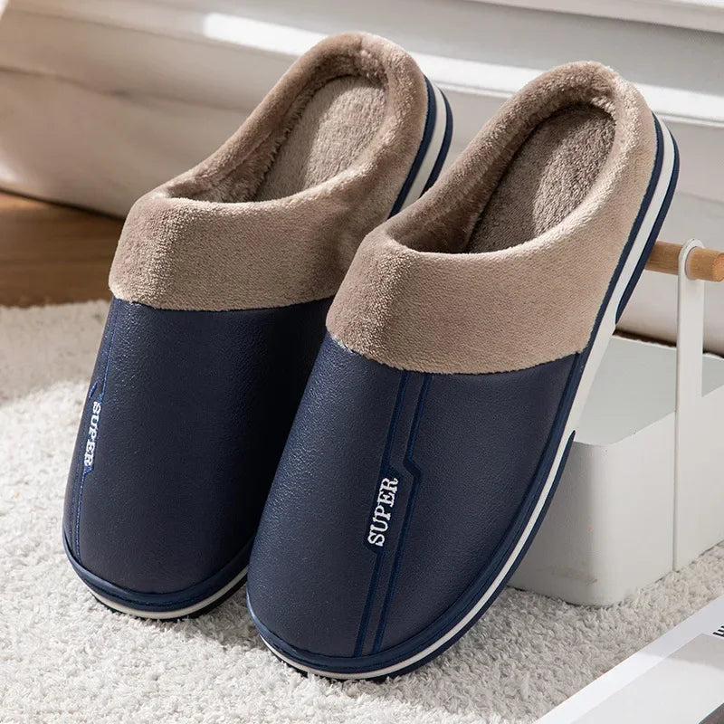 Men’s Slide-On Winter Slippers – Big Size, Warm & Plush