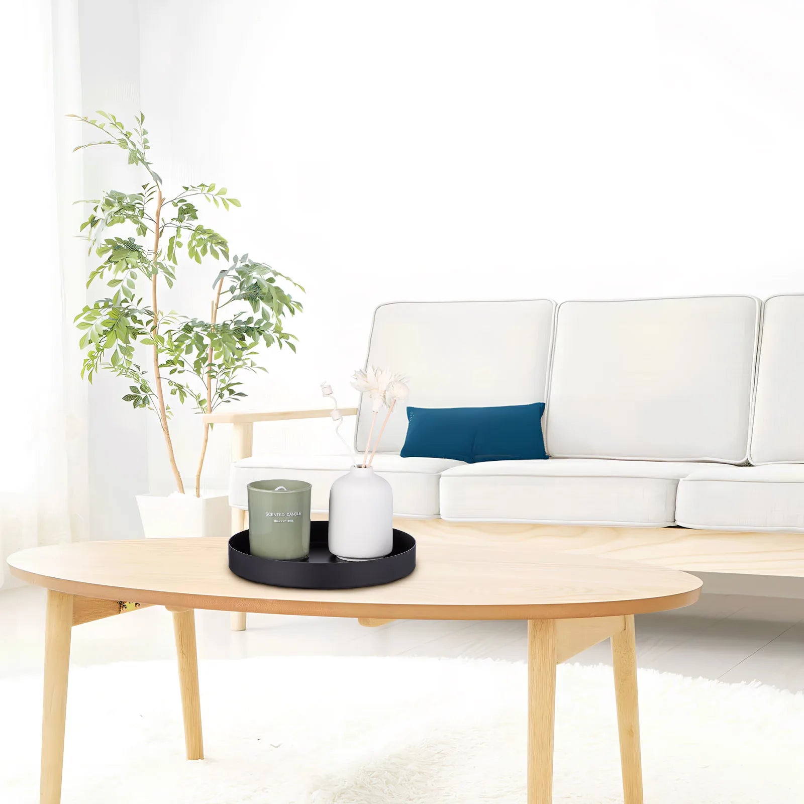 Metal Serving Tray Round Black Trays for Decor Organizing Serving Decorative Circle Coffee Table Kitchen Storage Plate Supplies