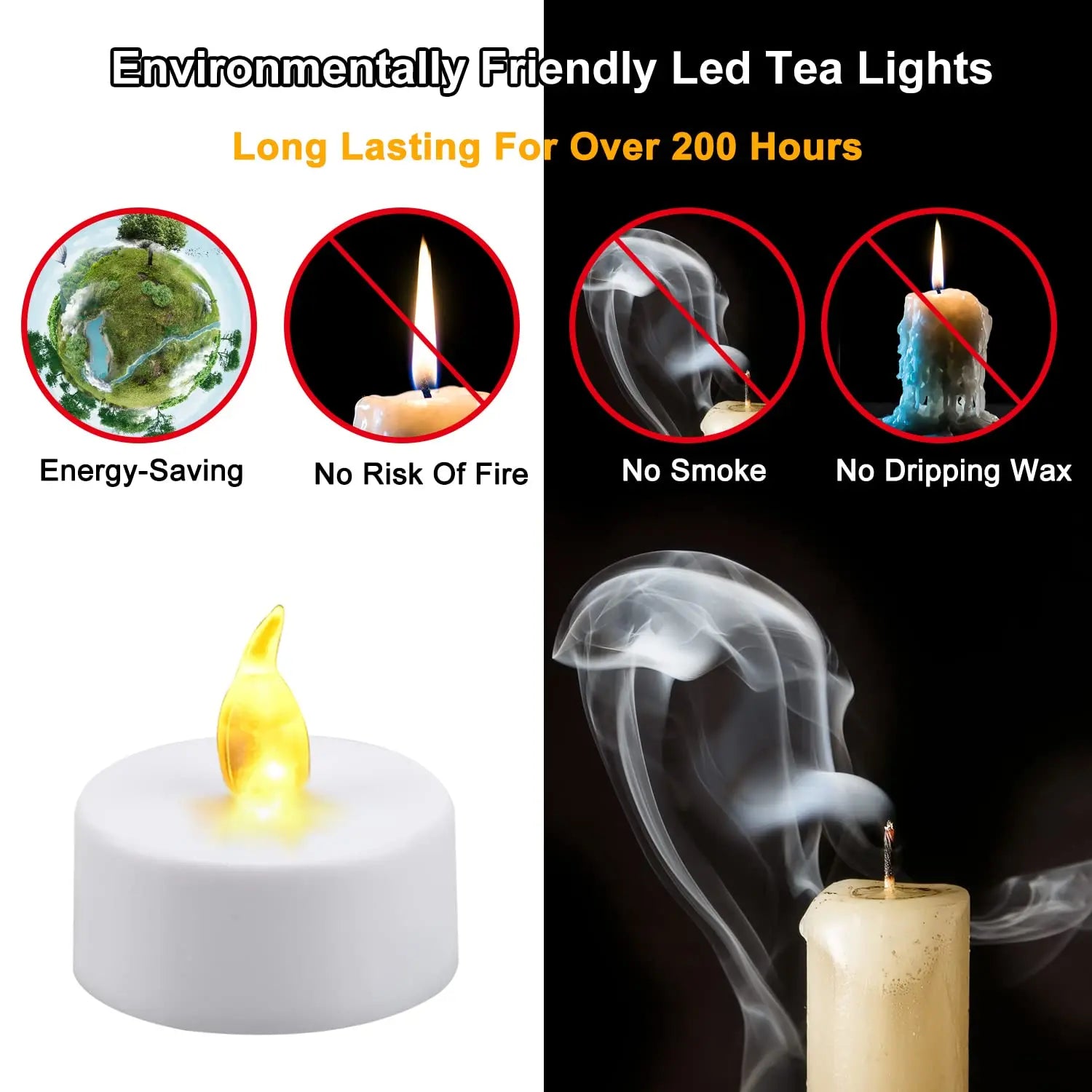 LED Candles 24/12 Pack Flameless Flickering Tea Light Warm White Candle for Party Wedding Birthday Christmas Gifts Home Decor