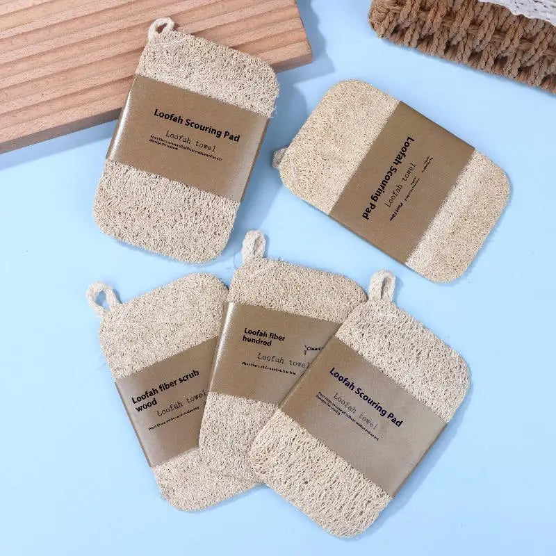 10PCS/5PCS/1PC - Double Layer Natural Loofah Sponge For Kitchen Cleaning, Biodegradable, Suitable For Kitchen Cleaning