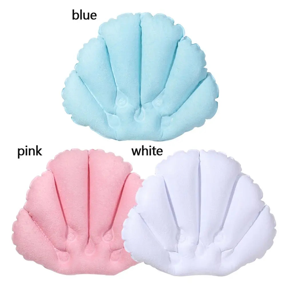1PC Inflatable Bath Pillow With Suction Cups Soft Spa Neck Support Pillow Bathtub Anti-slip Fan-shaped Cushion Bathing Accessory