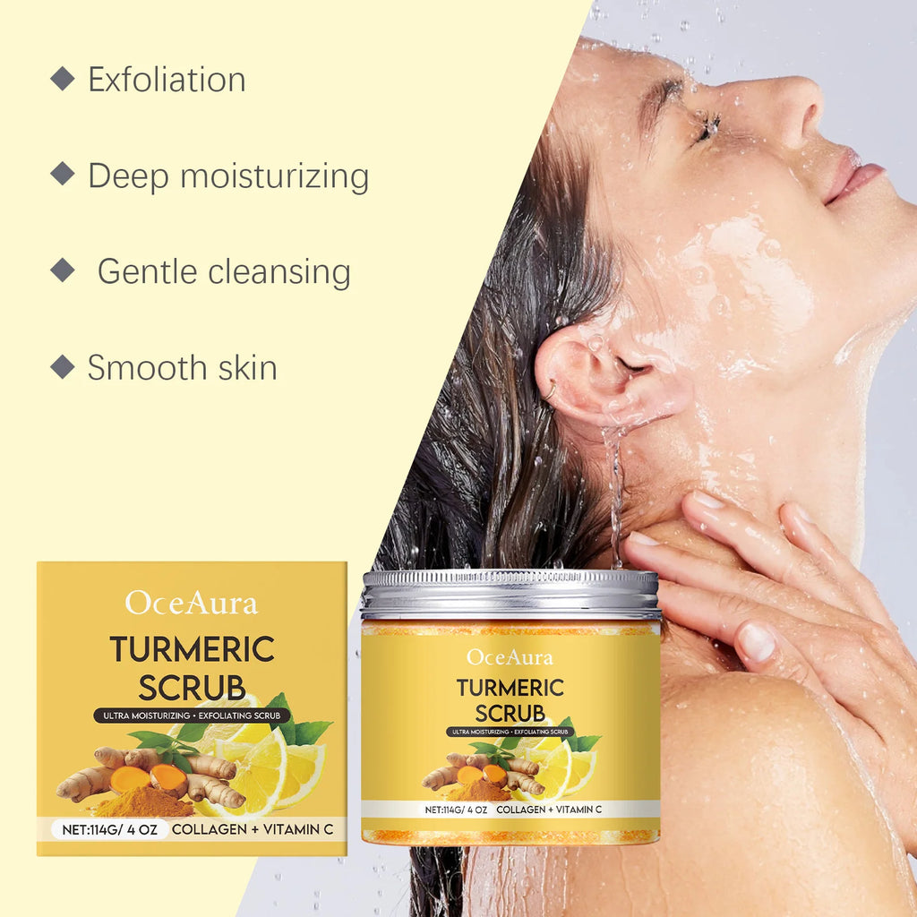 Turmeric Exfoliating Body Scrub Brightening Deeply Cleansing Dead Skin Removal Improve Dullness Refreshing Smoothing Body Scrub