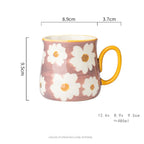 1pcs ceramic mug, hand drawn style water cup, 16oz/480ml breakfast cereal coffee cup
