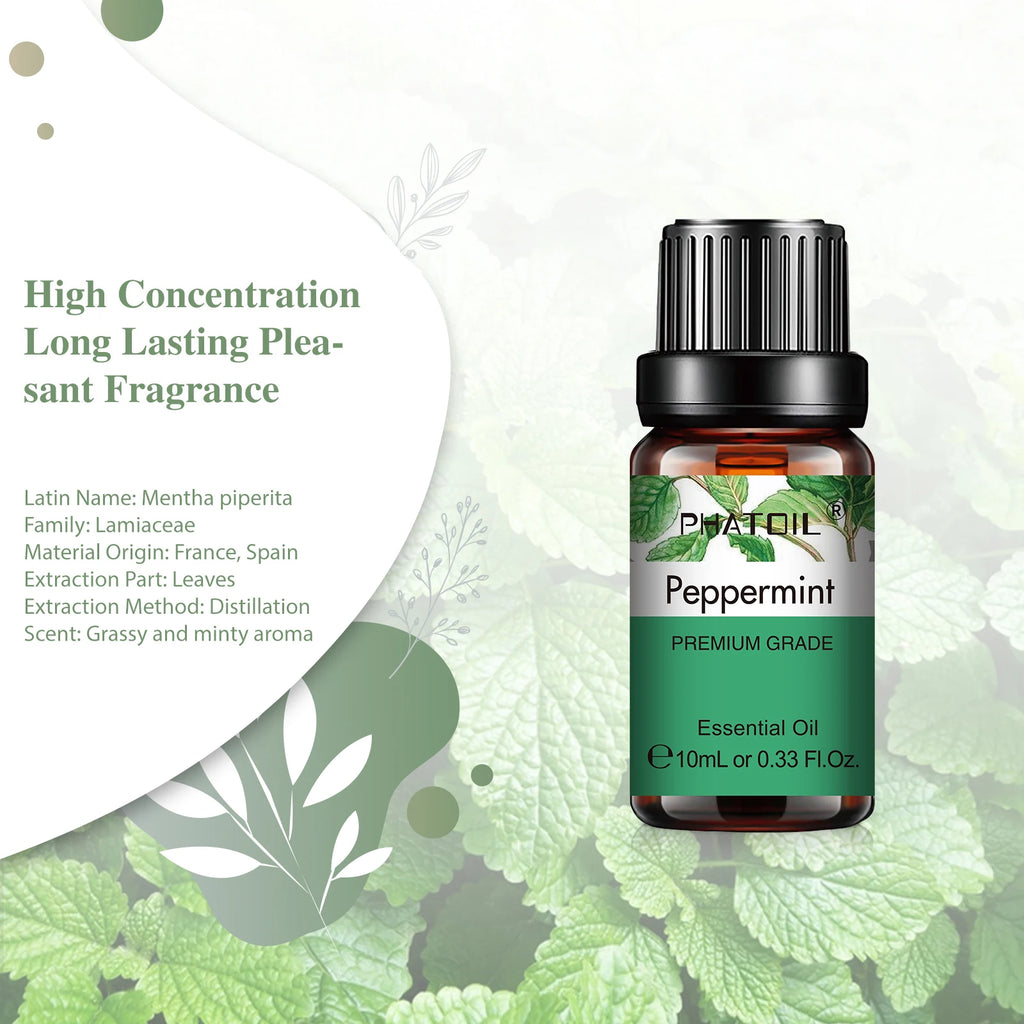 PHATOIL Natural Plant Essential Oil 10ml Eucalyptus Lavender Bergamot Vanilla Peppermint 1PCS Aroma Essential Oils For Diffuser