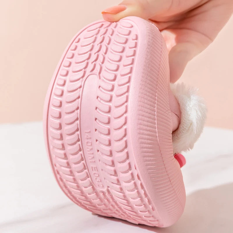 Cute & Cozy Waterproof Cartoon Slippers for Boys & Girls – Winter House Shoes