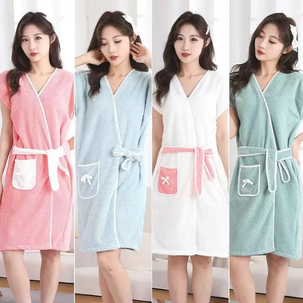Wearable Absorbent Sleeveless Bathrobe One-Piece Fast Drying Bathing Beach Spa Bathrobes Microfiber Super Absorbent Bath Towel ﻿