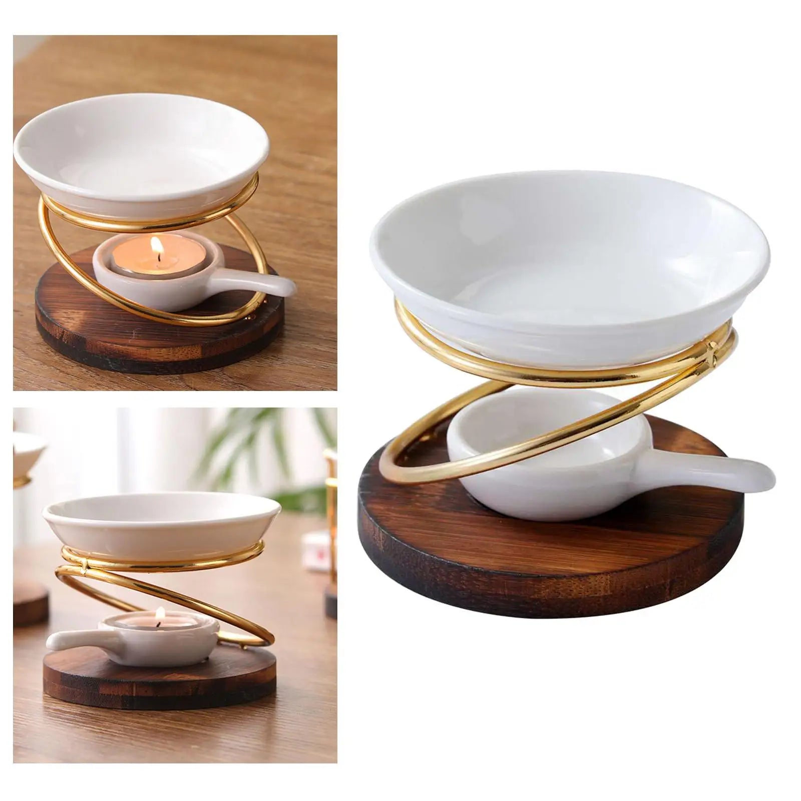 Aroma Oil Burner Warmer Oil Incense Wax Melt Burner with Candle Spoon Office Living Room Spa Yoga Home Decor Wedding Gifts
