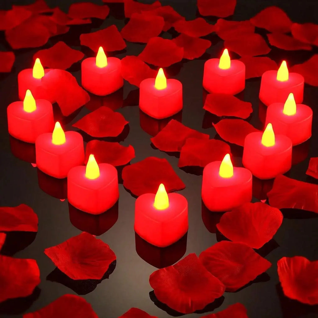 24pcs Heart Shape LED Flameless Tealight Candles Decorations For Romantic Night Valentine's Day Wedding Anniversary Or Table D