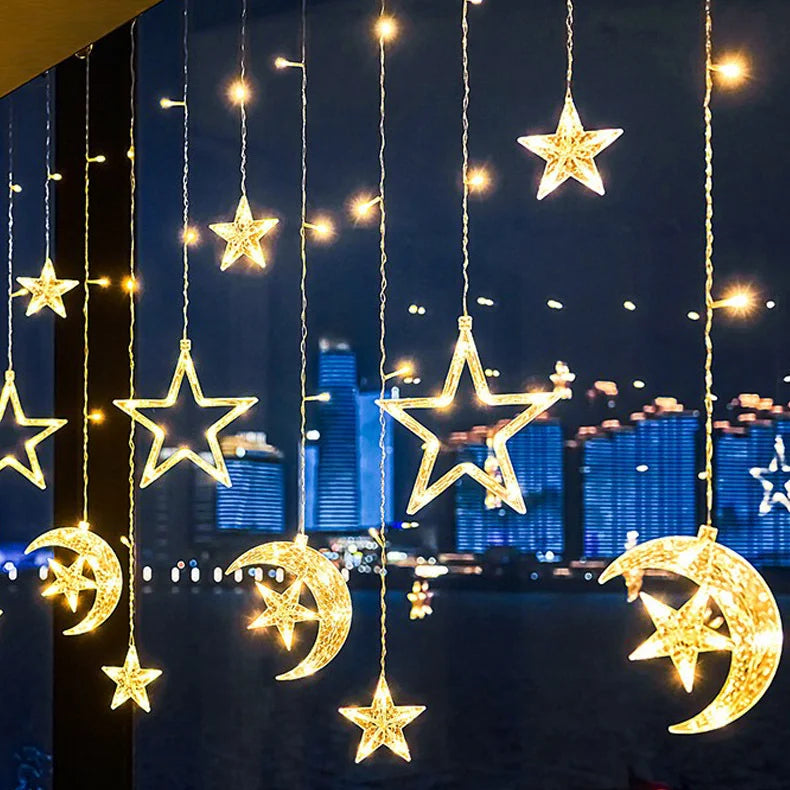 LED Curtain Fairy String Lights Bedroom Living Garden EU Plug Waterproof Light For Wedding Party Christmas New Year Decoration