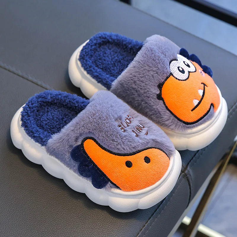 Cozy & Cute Dinosaur Winter Slippers for Kids – Unisex House Shoes