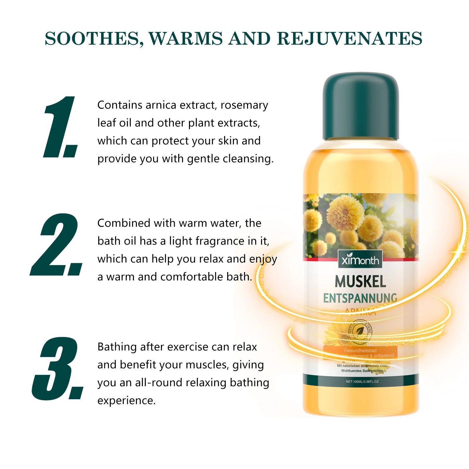 Moisturizing Bath Oil Deep Nourishing Gentle Cleansing Anti Drying Smoothing Brightening Relieve Fatigue Soothing Body Bath Oil