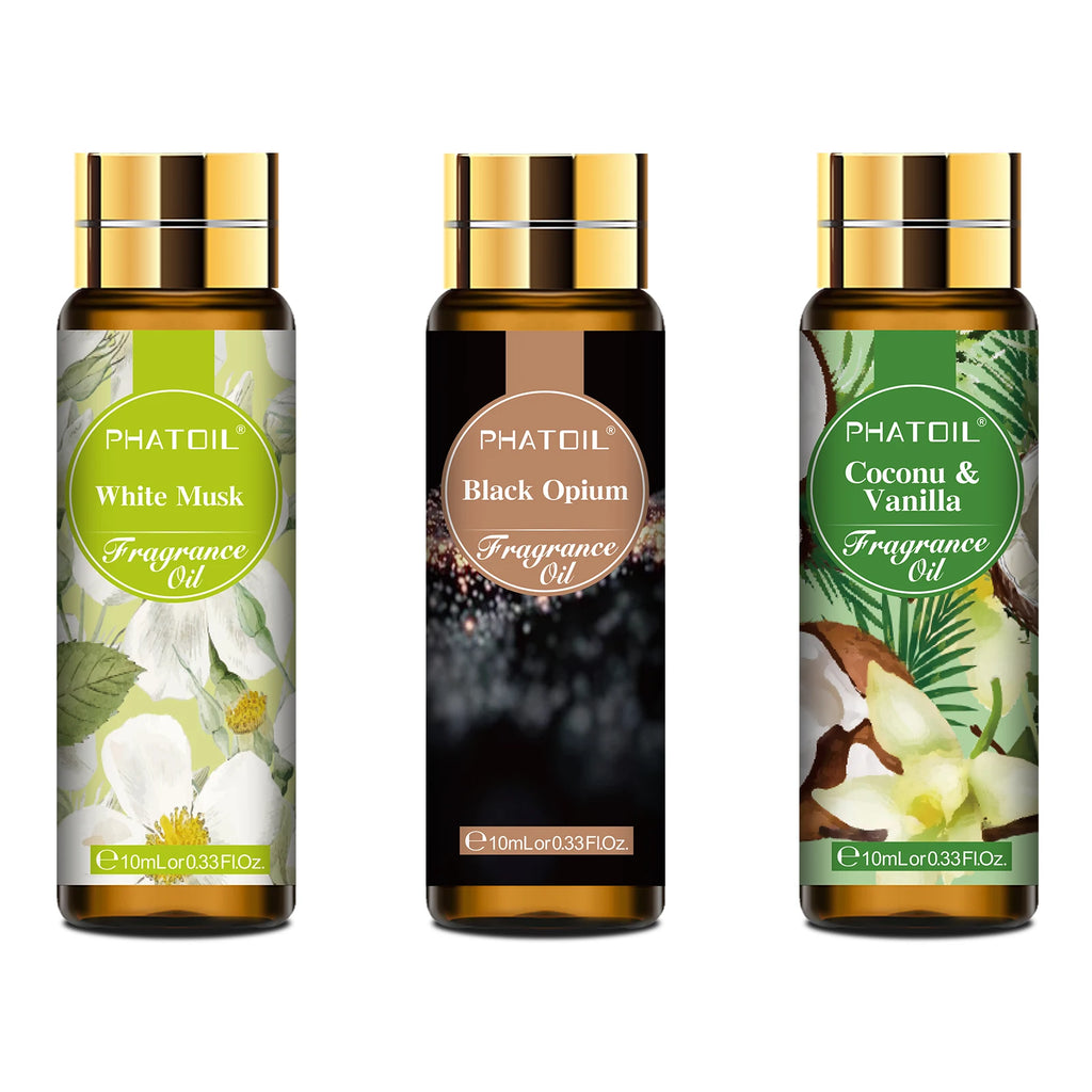 PHATOIL 10ml Coconut & Vanilla Fragrance Oil For Diffuser Aromatherapy White Musk Bubble Gum Baby Powder Fragrance Aroma Oils