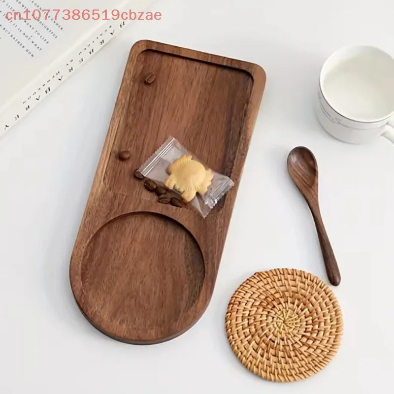 Wooden Coffee Tray Breakfast Serving Plate Hospitable Coffeeware Teaware Decoration Table Accessory for Home