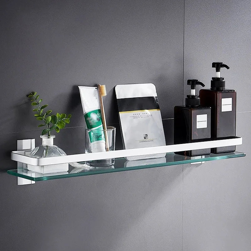 Glass Shelf Bathroom Items Bore Storage Shower Organiser Accessories Organizers Wall Shelves Hardware Fixture Home Improvement