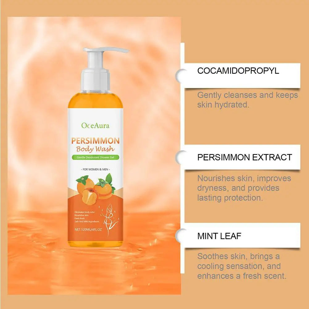 120ML Persimmon Body Wash Refreshing Moisturizing Deeply Nourishing Body Cleanser Natural Ingredients Sensitive Skin Gentle Body