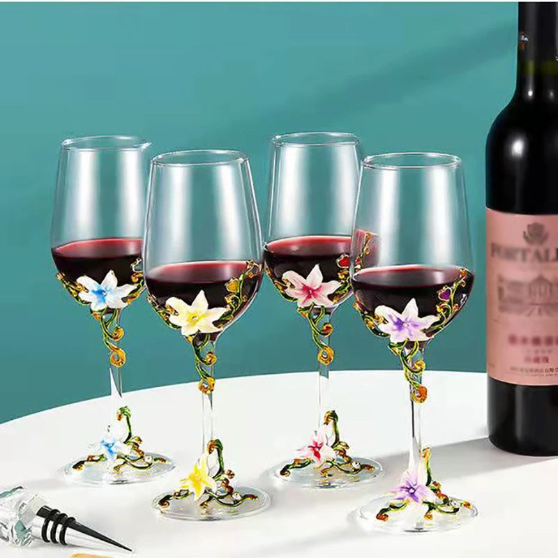 Creative Enamel Crystal Goblet Glasses for Champagne Glass Luxury Glass Cups Glasses of Wine Wineglass Vintage Drinking Cup Set