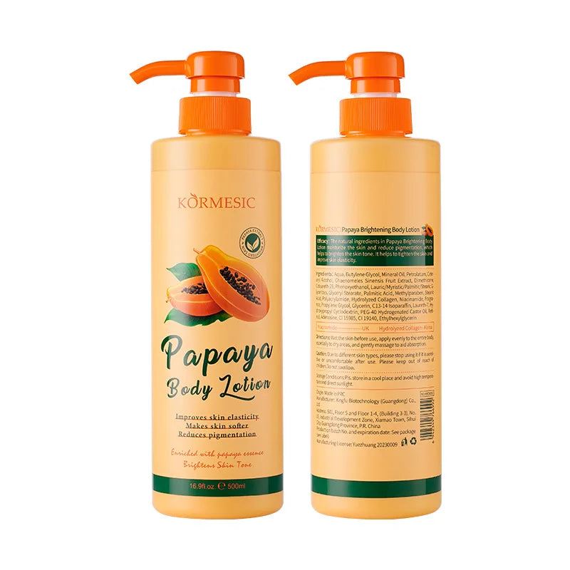 500ML KORMESIC Papaya Body Lotion Cream Moisturising Exfoliating Leg Arm Nourishing Anti Smooth Skin Care