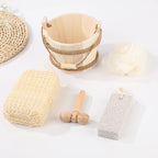 4/5/6pcs Natural Environmental Friendly Wooden Bucket-packed Spa Set Body Skin Cleaning Spa Bath Tool Gifts Sets