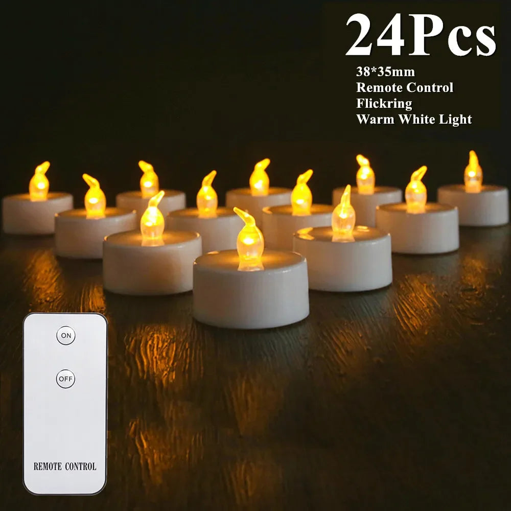 LED Tea Lights Candles Realistic Flickering Battery Operated Tealights Long Lasting Electric Candles for Christmas Wedding Decor