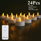 LED Tea Lights Candles Realistic Flickering Battery Operated Tealights Long Lasting Electric Candles for Christmas Wedding Decor