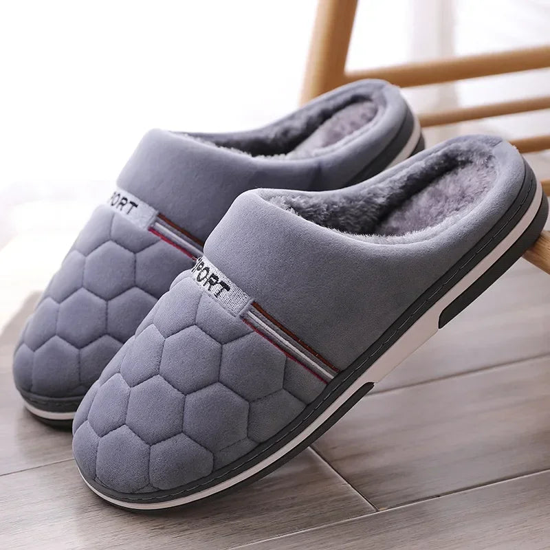 Men’s Slide-On Winter Slippers – Big Size, Warm & Plush