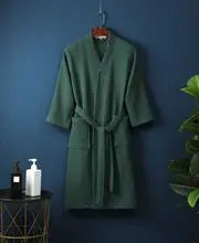 Women Men Bath Robe Waffle Shower Sleepwear Nightgowns Robe Male Female Bathrobe Long Woman Man Pajamas