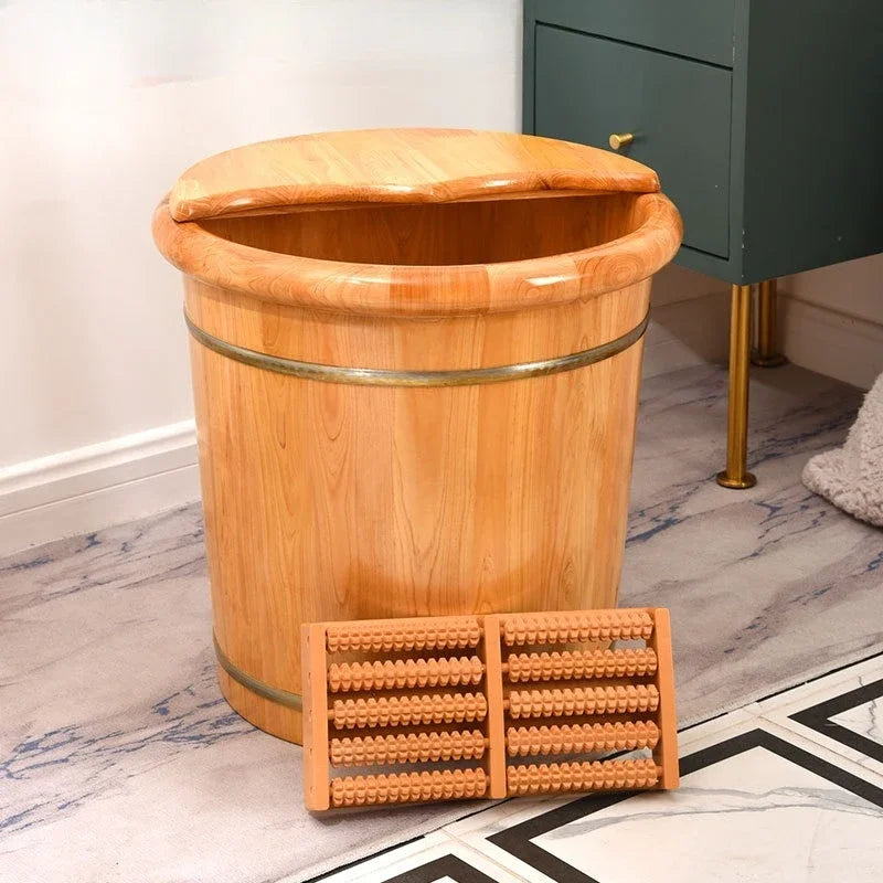 Solid Cedar Wood Foot Soak Tub Home Spa Portable Bucket Foot Massage Relax Sauna Emmer En Lepel Materassino Mare Home Furniture