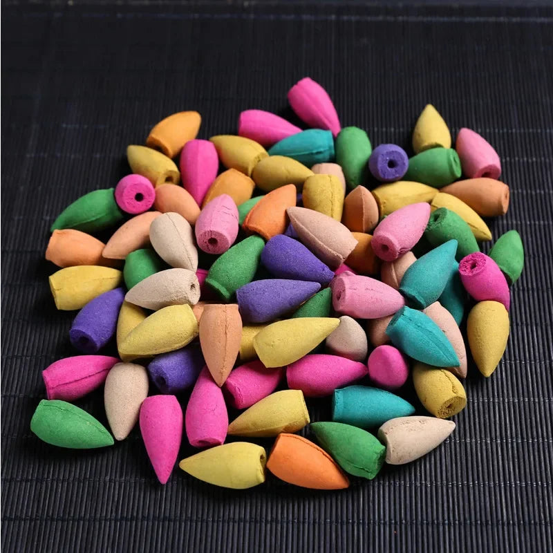10-100pc/bag Natural Waterfall Incense Cones Reflux Tower Incense for Burner Smoke Backflow Cone Fragrance Lavender Aromatherapy