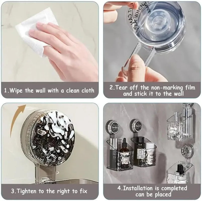Bathroom Suction Cups Shelves Kitchen Bathroom Plastic Wall Sink Washstand Suction Cup Storage Box Organizer for Cosmetic