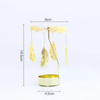 Rotating Candle Holder Metal Gold Christmas Present No Battery Heat Powered Spinning Carousel for Home Desk Counter Sweet Decor