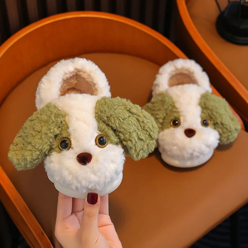 Cute Puppy Dog Slippers for Girls and Boys – All-Season Anti-Slip House Shoes