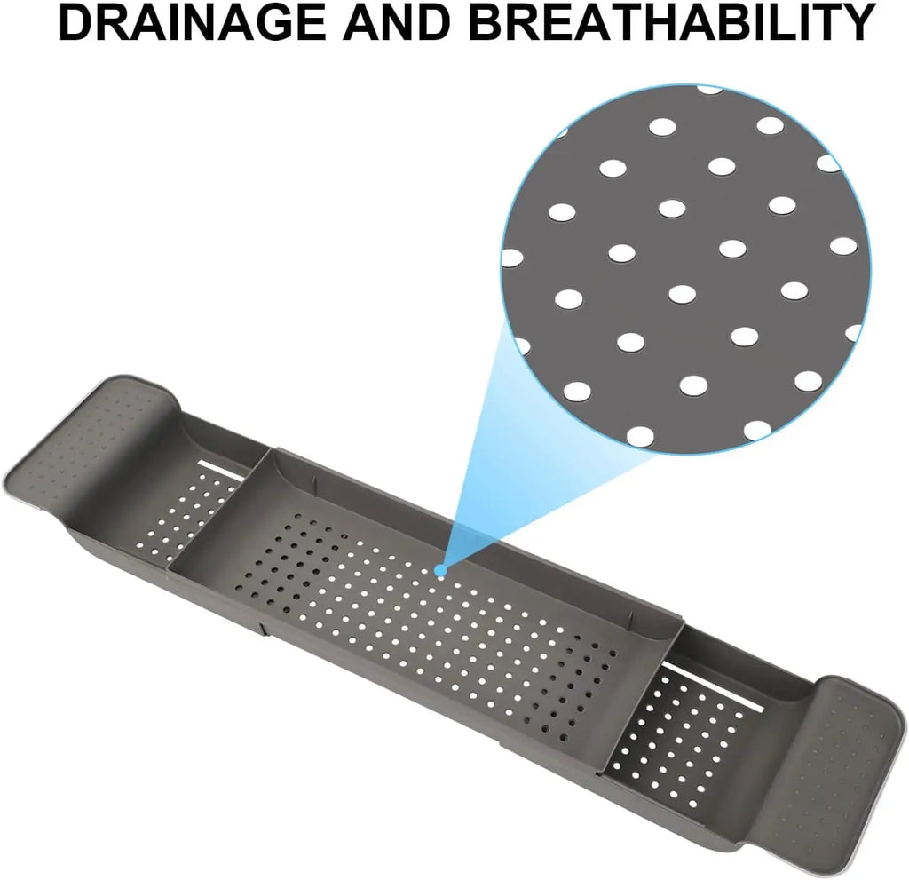 Plastic Bathtub Caddy Bath Bridge Tray Rack Extendable Bathroom Shelf Organiser